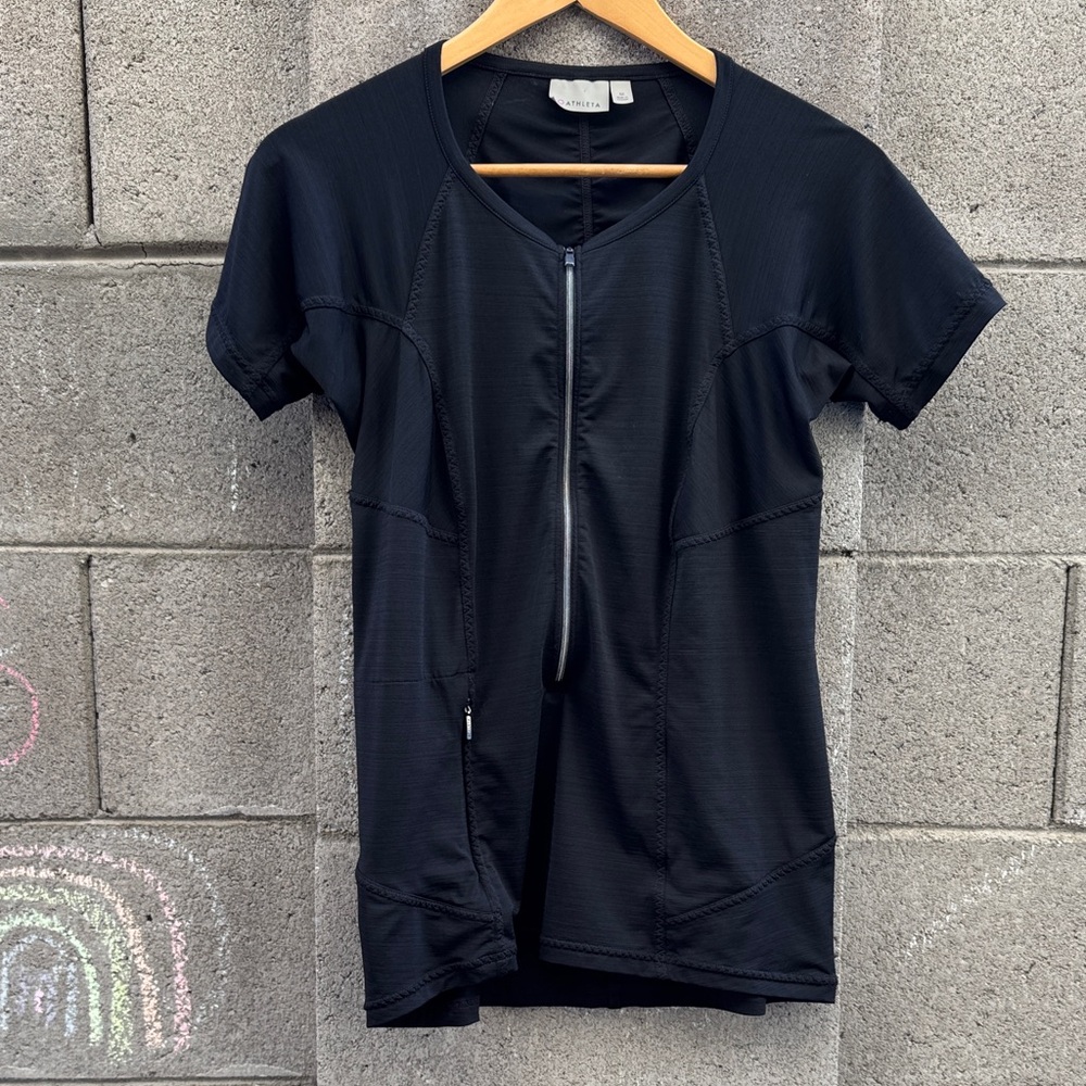 Athleta Half Zip Black Short Sleeve Performance Tee Medium